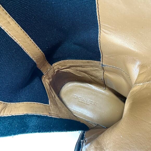 Coach Portia Black Riding Boot Size 8.5B Leather Stretchy Shaft Knee-High Heeled - Picture 10 of 15